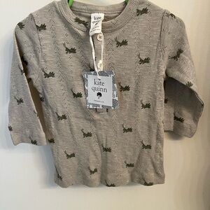 Kate Quinn Kids Long Sleeve Gray Shirt with Grass hoppers